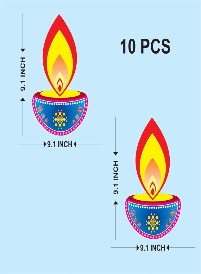 Creative Props Diwali Decorative Paper Diyas (Set of 10) - 9.1 x 9.1 Inches | Hanging & Wall Pasting Festive Décor for Home, Office, School, Parties & Events (10, Diya) - Image 2